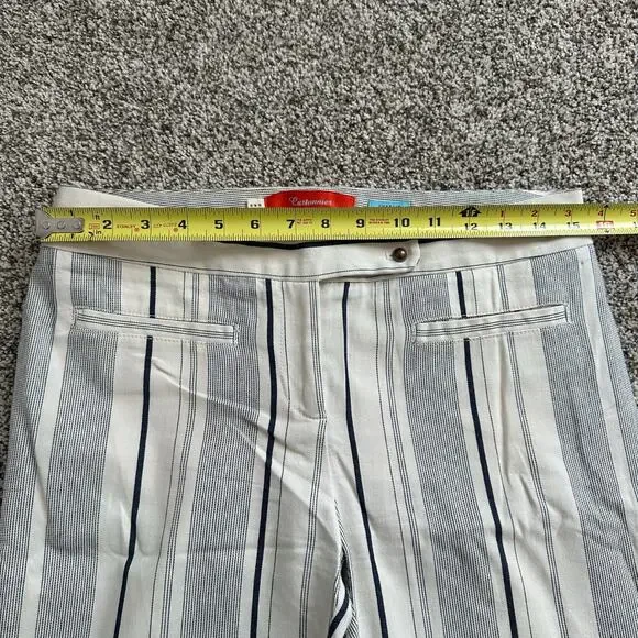 Cartonnier Anthropologie cream & navy blue striped Charlie crop flare pants, 6 - Picture 10 of 14